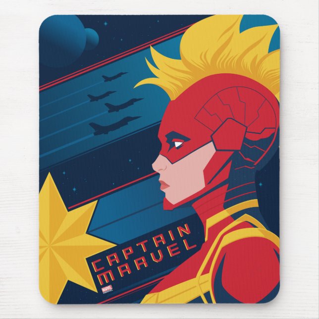 Avengers | Captian Marvel Outer Space Profile Art Mouse Pad (Front)