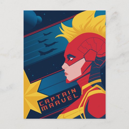 Avengers  Captian Marvel Outer Space Profile Art Postcard