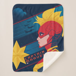 Avengers   Captian Marvel Outer Space Profile Art Sherpa Blanket