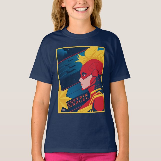 Avengers | Captian Marvel Outer Space Profile Art T-Shirt (Front)