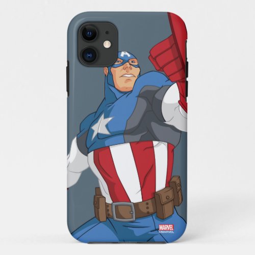 Avengers Cartoon Captain America Character Pose iPhone 11 Case