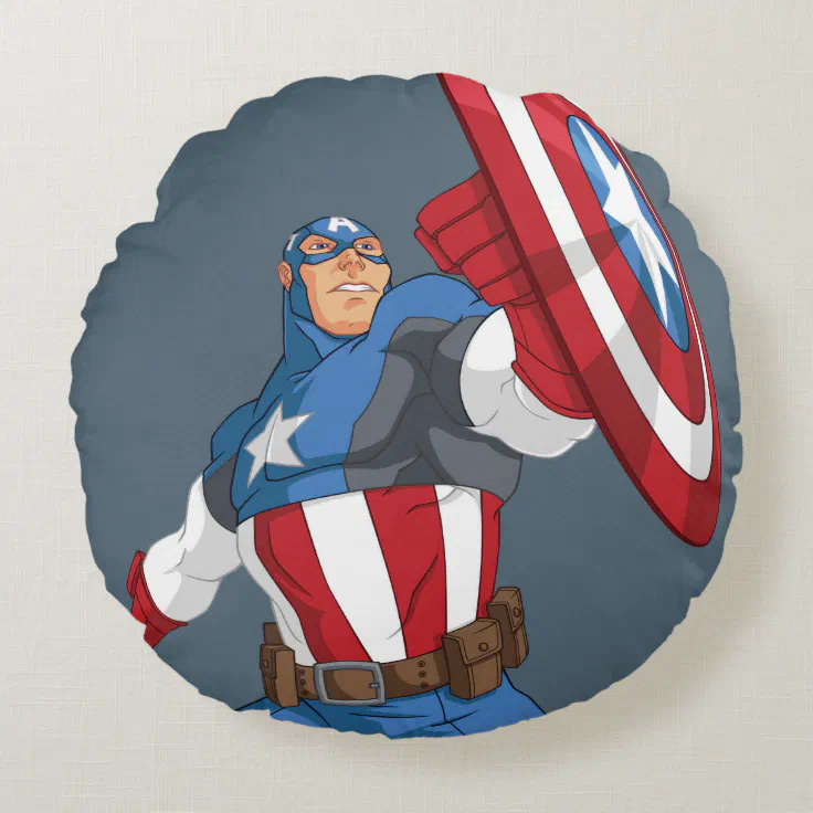 Avengers Cartoon Captain America Character Pose Round Pillow | Zazzle Avengers Cartoon Captain America Character Pose Round Pillow | Zazzle