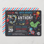 Avengers Chalkboard Birthday Invitation<br><div class="desc">Invite all your family and friends to your child's Avengers themed Birthday with these awesome chalkboard Birthday invites. Personalize by adding all your party details!</div>