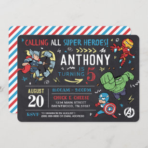 design buddies 20 x Superhero birthday party invites,Boys super hero party invites NO Envelopes