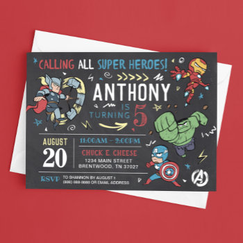 Avengers Chalkboard Birthday Invitation by avengersclassics at Zazzle