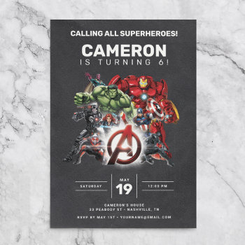 Avengers Chalkboard Birthday  Invitation by avengersclassics at Zazzle