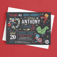 Avengers Chalkboard Birthday Invitation