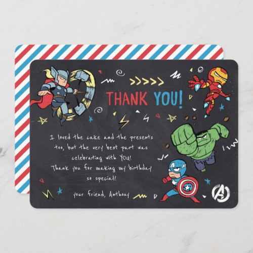Avengers Chalkboard Birthday Thank You Invitation