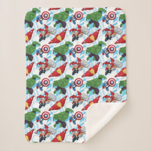 Avengers Character Action Kids Pattern Sherpa Blanket