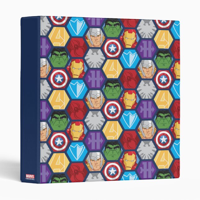Avengers Character Faces & Logos Badge 3 Ring Binder (Front/Spine)