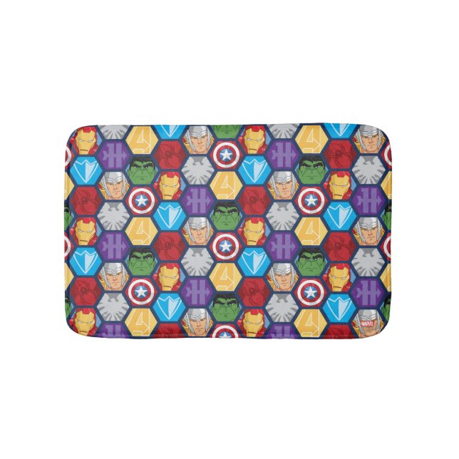 Avengers Character Faces & Logos Badge Bathroom Mat (Front)