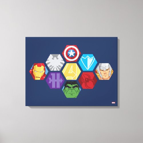 Avengers Character Faces  Logos Badge Canvas Print