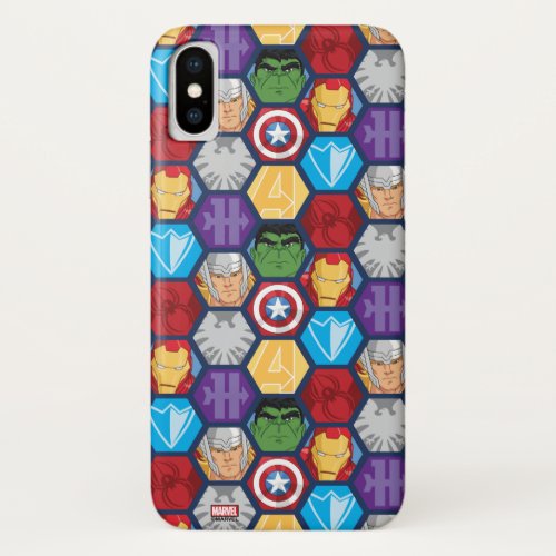 Avengers Character Faces  Logos Badge iPhone X Case