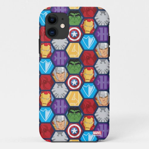 Avengers Character Faces  Logos Badge iPhone 11 Case