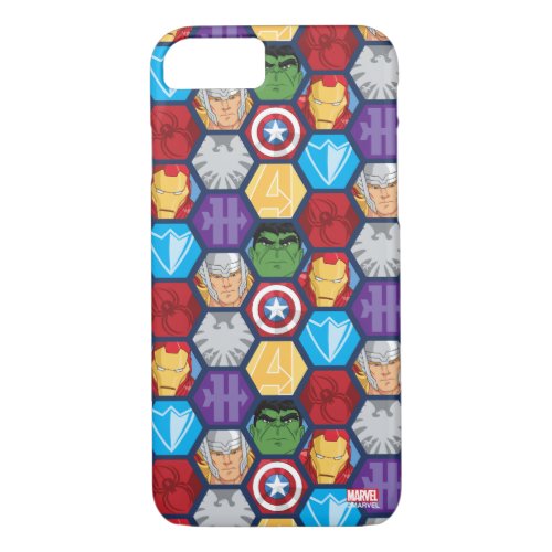 Avengers Character Faces  Logos Badge iPhone 87 Case