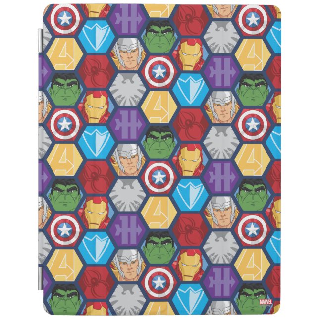 Avengers Character Faces & Logos Badge iPad Smart Cover (Front)