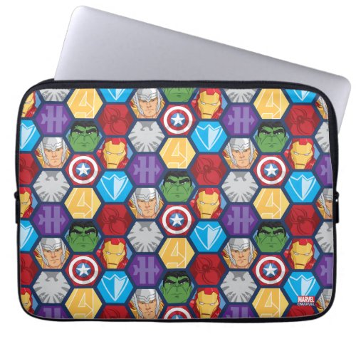 Avengers Character Faces  Logos Badge Laptop Sleeve