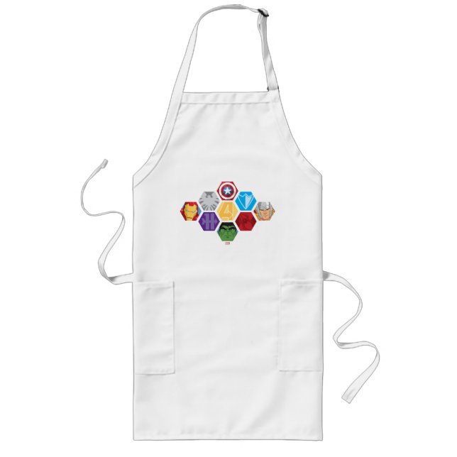 Avengers Character Faces & Logos Badge Long Apron (Front)