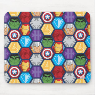 Avengers Character Faces & Logos Badge Mouse Pad