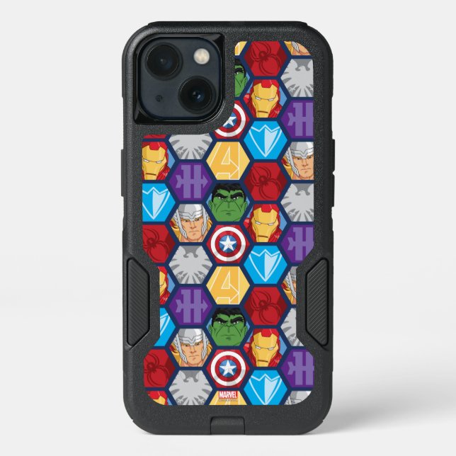 Avengers Character Faces & Logos Badge Otterbox iPhone Case (Back)