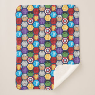 Avengers Character Faces & Logos Badge Sherpa Blanket