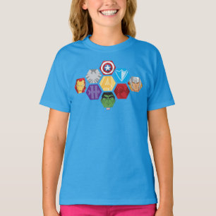 Avengers Character Faces & Logos Badge T-Shirt