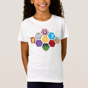 Avengers Character Faces & Logos Badge T-Shirt