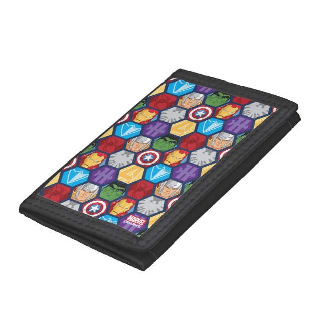 Avengers Character Faces & Logos Badge Tri-fold Wallet (Bottom)
