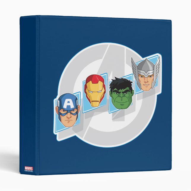 Avengers Character Faces Over Logo Binder (Front/Spine)