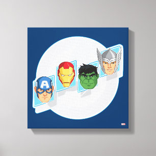 Avengers Character Faces Over Logo Canvas Print