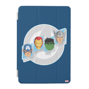 Avengers Character Faces Over Logo iPad Mini Cover