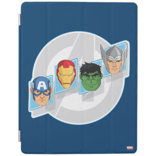 Avengers Character Faces Over Logo iPad Smart Cover