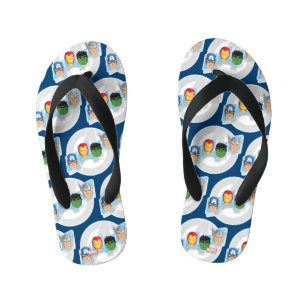 Avengers Character Faces Over Logo Kid's Flip Flops