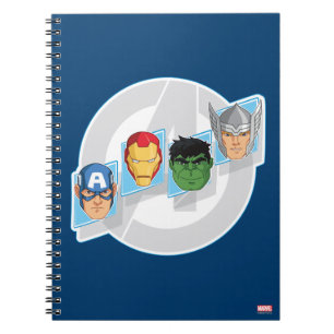 Avengers Character Faces Over Logo Notebook