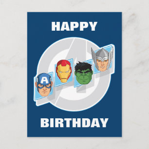 Avengers Character Faces Over Logo Postcard