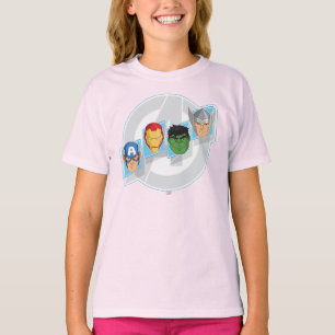 Avengers Character Faces Over Logo T-Shirt