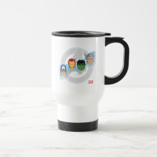 Avengers Character Faces Over Logo Travel Mug