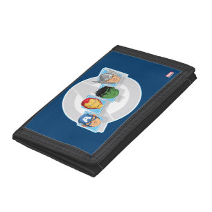 Avengers Character Faces Over Logo Tri-fold Wallet