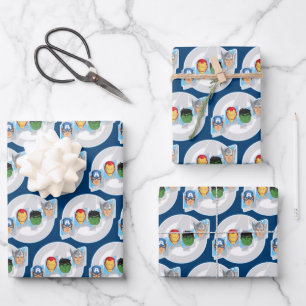 Avengers Character Faces Over Logo Wrapping Paper Sheets