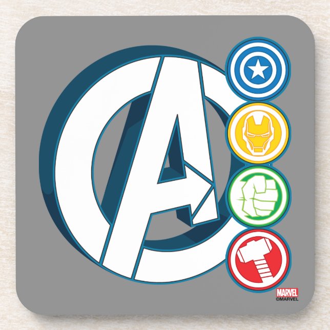 Avengers Character Logos Beverage Coaster (Front)