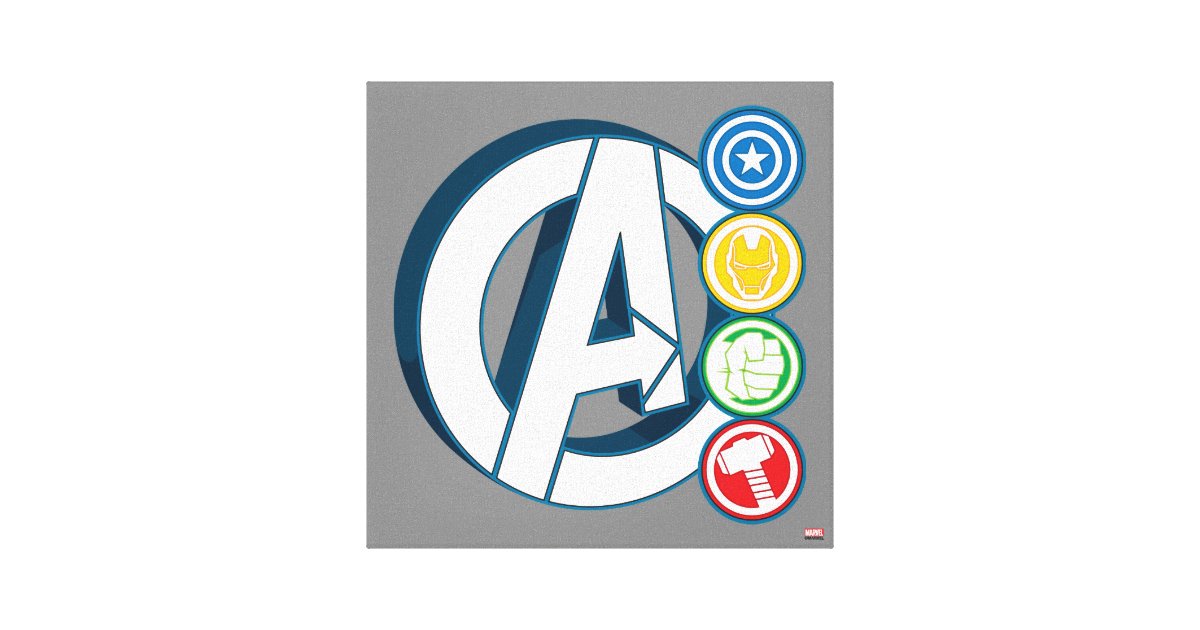 avengers character logos canvas print zazzle com