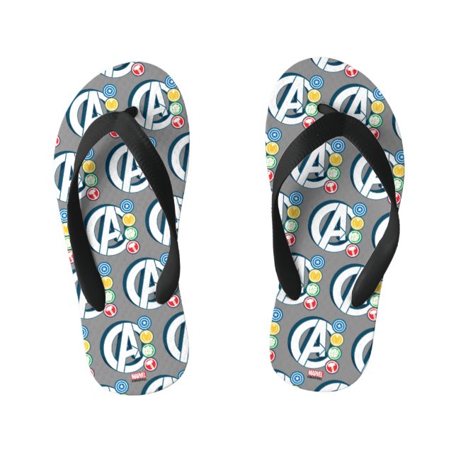 Avengers Character Logos Kid's Flip Flops (Footbed)