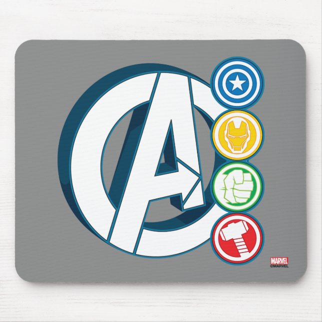 Avengers Character Logos Mouse Pad (Front)
