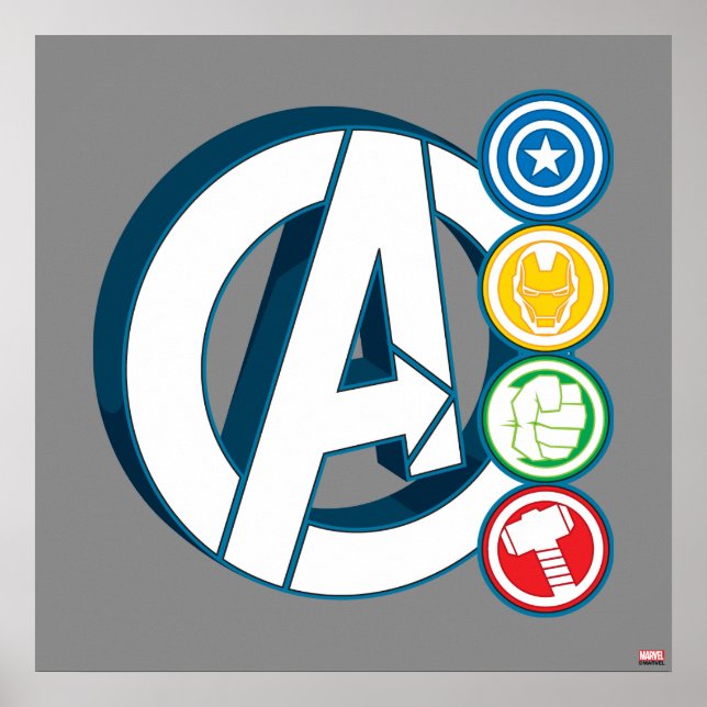 Avengers Character Logos Poster (Front)