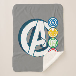 Avengers Character Logos Sherpa Blanket