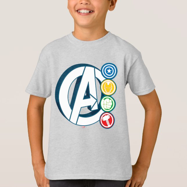 Avengers Character Logos T-Shirt (Front)