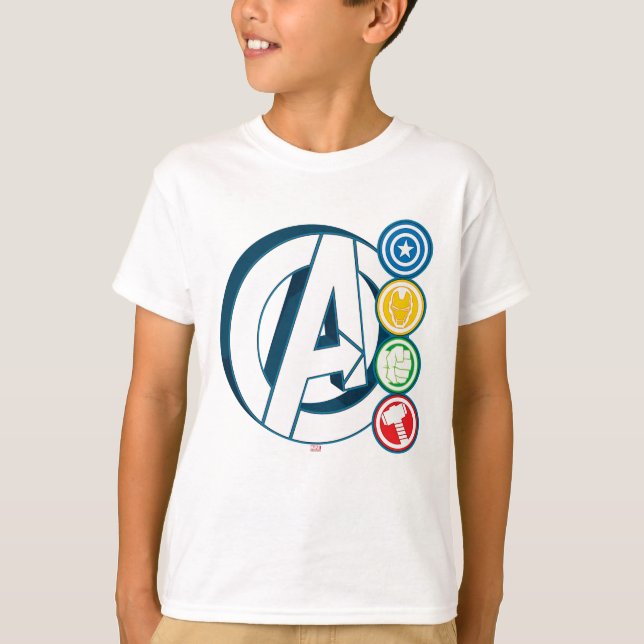 Avengers Character Logos T-Shirt (Front)