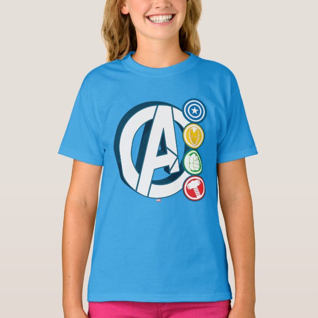 Avengers Character Logos T-Shirt (Front)