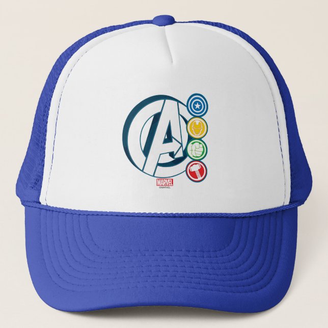 Avengers Character Logos Trucker Hat (Front)