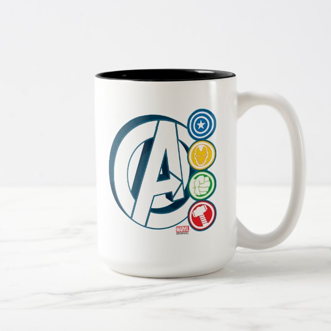Avengers Character Logos Two-Tone Coffee Mug (Right)